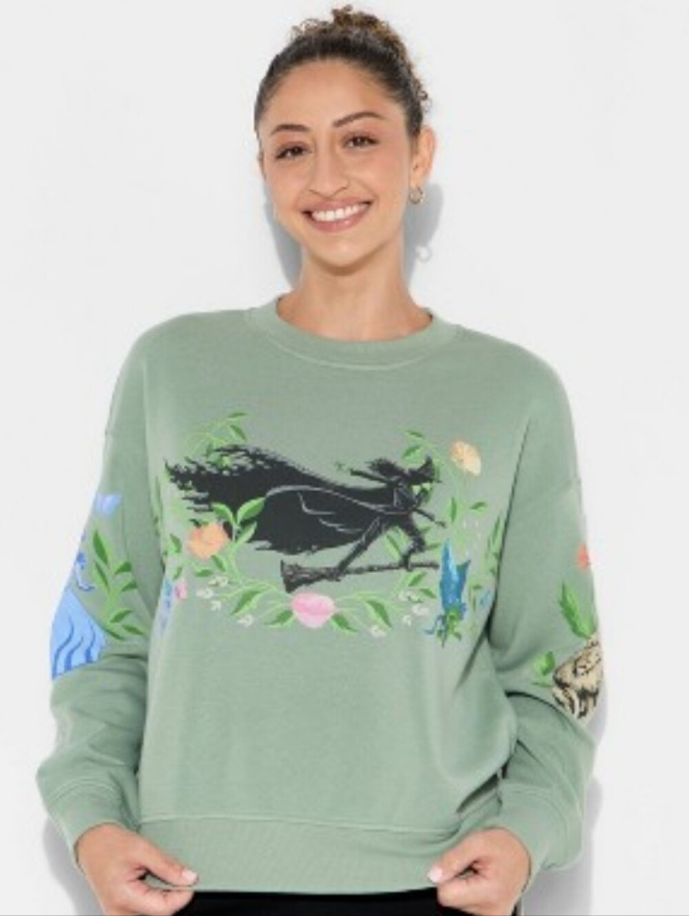 Wicked Fleece Graphic Pullover Sweatshirt - Sage Green Size Small